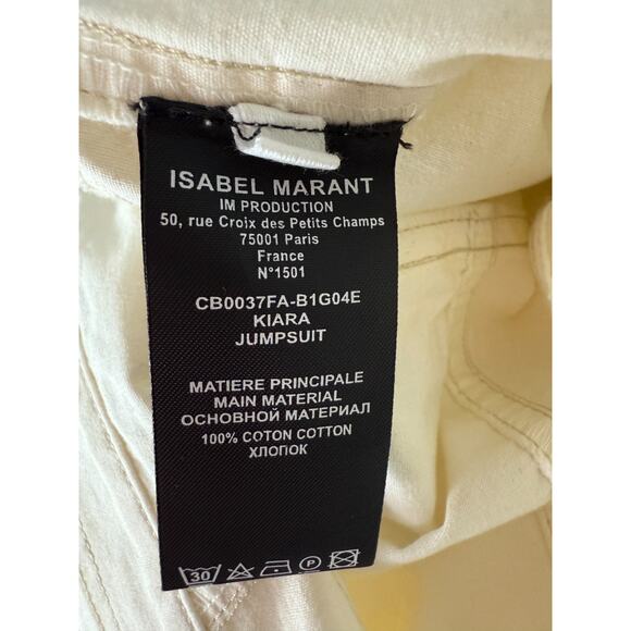Isabel Marant Etoile Kiara Belted Cotton Poplin Romper Jumpsuit Ecru Sz 4 EU 36 - Picture 10 of 16